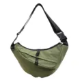 Green grid nylon dumpling bag, casual single-shoulder crossbody bag with black strap. - Green