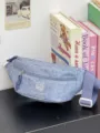 Τsάντα στήθους denim κομψή κεντημένη τσάντα μέσης ταξιδιού υπαίθρια τσάντα χιαστί - Denim Μπλε