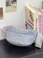 Casual embroidered fanny pack versatile sports travel crossbody chest bag for outdoor use. - Grey Blue