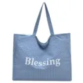 Bolso tote de nylon a cuadros azules, estilo coreano impermeable bolso de hombro casual diario - Azul