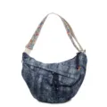 Casual τσάντα χιαστί denim με κεντημένο λουράκι, κομψή τσάντα ώμου street style για καθημερινή. - Σκούρο μπλε