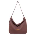 Bolso bandolera de lona informal para mujer, bolso hobo retro de gran capacidad. - Café