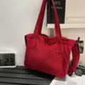 Κόκκινη τσάντα καμβά casual ευέλικτη μεγάλη χωρητικότητα τσάντα ώμου για ταξίδι φοιτητή - Κόκκινο
