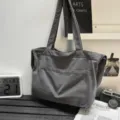 Κομψή γκρίζα τσάντα καμβά μεγάλη χωρητικότητα casual τσάντα ώμου για καθημερινό ταξίδι. - Γκρι