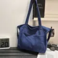 Casual σκούρο μπλε καμβάς τσάντα tote μεγάλη χωρητικότητα ώμου για καθημερινή χρήση - Μπλε