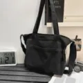 Maύρη τσάντα ώμου από καμβά casual ευέλικτη τσάντα ταχυδρομείου για καθημερινή χρήση. - Μαύρο