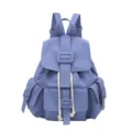 Mochila casual azul de moda con gran capacidad, cordón y diseño de doble hebilla. - Azul marino