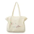 Bolso de hombro de nylon casual con letras bordadas lindas y diseño de setas para uso diario. - Blanco Roto