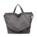 Γκρι τσάντα shopper από κοτλέ για γυναίκες, casual τσάντα ώμου μεγάλης χωρητικότητας. - Γκρι