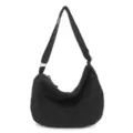 Borsa a tracolla da donna in tela nera stile casual grande capacita borsa a spalla dumpling - Nero