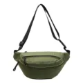Green grid fanny pack for men and women, commuter casual crossbody chest bag for outdoor sports. - Green