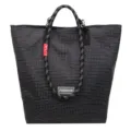 Bolso tote negro de rejilla ligero gran capacidad bolso de hombro casual para mujer. - Negro