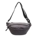 Grey grid fanny pack casual crossbody bag stylish commuting lightweight sport waist pack - Dark Gray