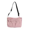 Pink casual nylon crossbody bag for women daily shoulder bag with black adjustable strap - Pink