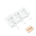 Weißer 3er Herz Silikon Eiscreme Form mit Holzstäben DIY am Stiel Eisbereiter Set - Form [Mit 50 Holzstäbchen]