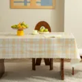 Cream style plaid rectangular tablecloth, waterproof and oil-proof table mat for dining room. - 65x65cm / Milky Yellow Grid
