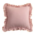 Pure cotton pink throw pillow cover with cute ruffle edges for living room sofa home decor item - 45x45cm Pillowcase Only / Dusty Rose