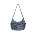 Bolso de hombro de denim de moda bolsa cruzada versátil para estudiantes y viajes diarios - Azul marino