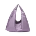 Purple metallic hobo shoulder bag, casual large capacity commuter shopping tote bag. - Deep purple
