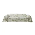 Cool ice silk sofa cover with green botanical leaf print, cream style living room textile. - 180x130cm / Wentang Jacquard - Green & White