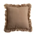 Pure cotton ruffled throw pillow cover khaki square cushion cover for sofa living room decor - 45x45cm Pillowcase Only / Coffee Brown