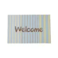 Striped doormat with welcome text, non-slip PVC silk loop entry mat for home hallway floor. - Welcome Silk Loop Doormat / 60x90cm