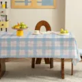 Blue and white plaid tablecloth rectangular table mat waterproof wipe-clean home dining table cover - 65x65cm / Blue Wave Plaid