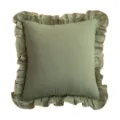 Pure cotton pillowcase with delicate ruffle edge, sage green decorative cushion cover. - 45x45cm Pillowcase Only / Bean Green