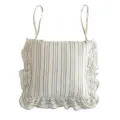 Cotton chair cushion French vintage striped dining seat pad with ruffles and ties. - 40x40cm / Colorful Stripes