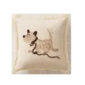 Beige decorative throw pillow cover featuring a cute embroidered puppy and chic fringe edge. - 45x45cm / Beige Dog