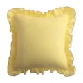 Yellow cotton throw pillow cover with ruffled edge for living room sofa bedroom decor - 45x45cm Pillowcase Only / Milky Yellow