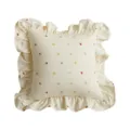 Cream style ruffle throw pillow with cute cherry embroidery for living room sofa bedroom - 45x45cm Pillowcase / Cherry Embroidered Ruffled Pillow Cover