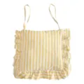 Yellow striped cotton chair cushion with ruffles and ties, French vintage seat pad. - 40x40cm / Yellow White Stripe