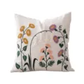 Nordic floral embroidered throw pillow cover, linen fabric decorative cushion for sofa. - 45x45cm Pillowcase / Lily of the Valley Overture Polyester-Linen Embroidered Pillowcase