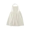 White cotton sleeveless apron for women, minimalist kitchen cooking smock with pockets. - 97x135cm / Pure White