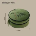 New Chinese style round bamboo embroidered floor cushion tatami cushion 45x20cm green seat. - Bamboo Embroidery / With Core / Green