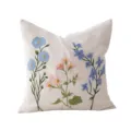 Linen Throw Pillow Cover Floral Embroidery Nordic Decorative Cushion Case for Sofa Bed - 45x45cm Pillowcase / Deep Sea Flora Polyester-Linen Embroidered Pillowcase