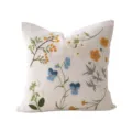 Fodera per cuscino ricamata con motivi floreali stile lino federa decorativa per divano - Germogli di Primavera Federa per Cuscino Ricamata