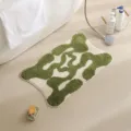 Alfombra de bano antideslizante absorbente con patron de ondas abstracto verde y blanco. - 44x72cm / Verde Infinito Alfombrilla Irregular