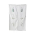 Linen-textured fabric door curtain, two-piece botanical print rod pocket short curtain for home. - 85x140cm / Red Chrysanthemum