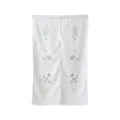 Linen-look botanical print split door curtain, two-panel rod pocket short curtain for room. - 85x140cm / White Buckwheat
