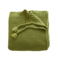 Olive Green Knitted Throw Blanket with Tassels Cozy Sofa Blanket for Home Decor Living - 130x150cm / Green