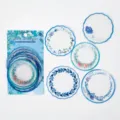 Blue floral memo pads and decorative stationery stickers set, quiet garden series for journaling. - 30 Sheets / Island Blue Nectar