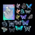 Holographic butterfly laser stickers set, 45pcs gold foil PET stickers for DIY craft journaling. - Butterfly Dance