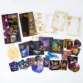 Pacchetto materiale adesivo vintage diario Notte Bianca, foglia oro spaziale 40 pezzi. - Caduta della Balena Spazio / 40 Fogli/Confezione