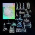 Gilded laser sticker pack featuring world famous attractions, perfect for DIY journaling and crafts. - World Attractions