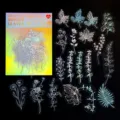 Laser PET bronzing stickerpakket 45 stuks botanisch bloemdesign voor DIY dagboek handwerk - Glanzende Bladeren