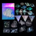 Vergulde laser sticker zak galactische baan astronaut decoratie knutselset 45stuks - Galactische Baan