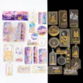 Lot d'autocollants PET dorés rétro journal DIY matériaux décoratifs design de billet - Étiquette de Voyage / 30 Feuilles