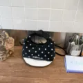 Borsa a tracolla a pois in stile coreano, borsa a mano casual alla moda da donna con manico a nodo. - Nero